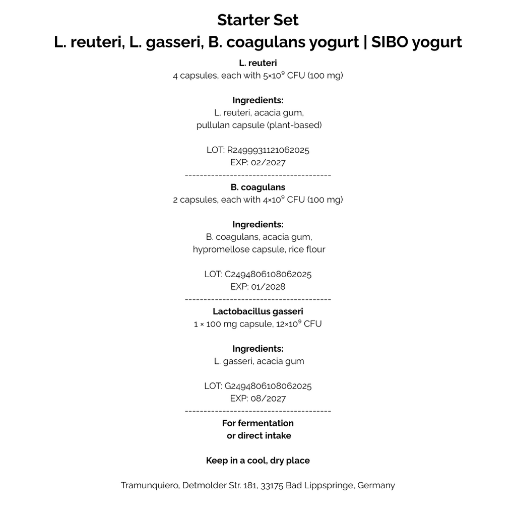 Startovací sada L. reuteri, L. gasseri, B. coagulans jogurt | SIBO jogurt